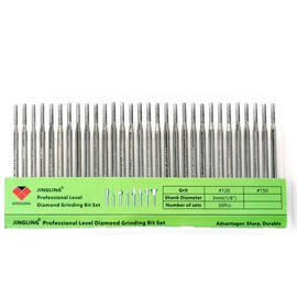 JINGLING 2mm Diamond Drill Bits for Stone Ceramic Glass 1/8" Shank Lapidary Supplies Kit Jewelry Making Tool for Dremel Pack of 30Pcs