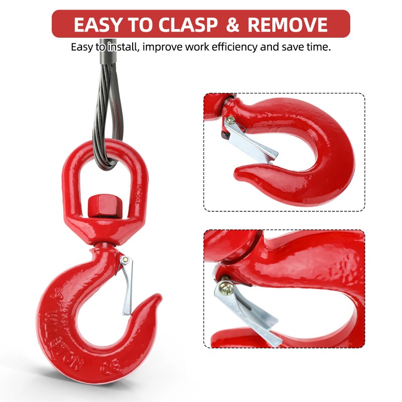 NORJIN 3T Swivel Lifting Hook, Grade 80 Crane Swivel Hook