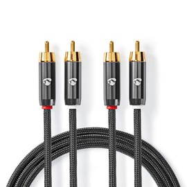 Nedis - Stereo audio cable - RCA plug - gold plated - 2 m - round - anthracite/grey