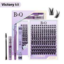 【BacktoSchool】Fairy Manga Lash Kit l B&Qaugen 0.05mm Invisible Band 144pcs Individual Clusters,C Curl for DIY Eyelashes Extension,Waterproof Sleep Proof,Week Long Lasting Fake Lash Cosmetic Makeup Anime Lash Outdoorfun Vacation Lash:_Victory Kit
