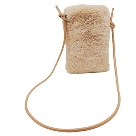 [APOSITV] Fur Pochette Women's Smartphone Shoulder Crossbody Fur Bag Mini Shoulder Bag, beige