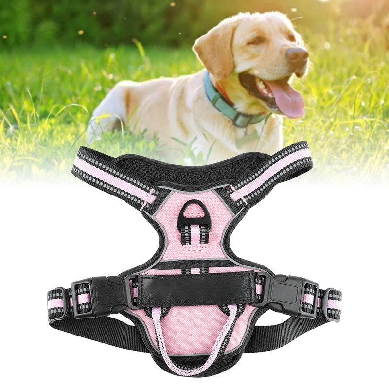 Dog Harness Double Layers Adjsutable Breathable Mesh Reflective Escape Proof