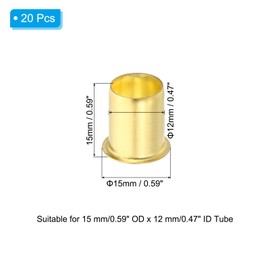 PATIKIL Brass Compression Insert, Pack of 20, 15 mm Outer Diameter x 12 mm Inner Diameter, Pipe Insert, Pipe Support Compression Fitting, Assortment Set for Water, Oil, Air Line