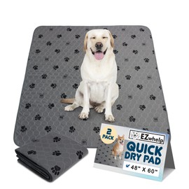 EZwhelp Reusable Quick Dry Pad - Waterproof Pet Pee Pads Washable for Large Dogs - Non-Slip Dog Training Pads, Fast Absorbent - Reusable Potty Pads for Cats and Dogs - 48" x 60" Pack of 2