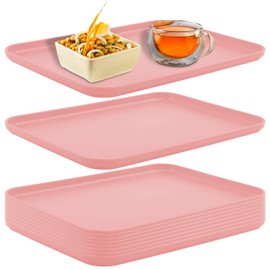 Plastic Art Trays, 10 Pack Large Stackable Activity Crafts & Serving Tray, Painting & Beads Storage (12.2 x 8.9 Inches) (Pink)