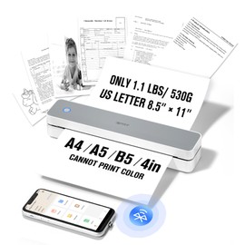iDPRT Portable-Printer Wireless for Travel, Inkless-Small-Thermal-Printer for Home Use, Office, Vehicles, Mobile Bluetooth Printer Supports 8.5" x 11" US Letter&A4&A5, for Smartphone & PC(White)
