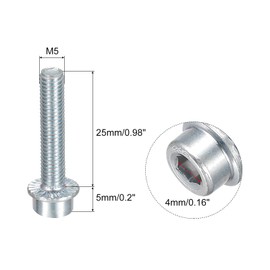 sourcing map M5x25mm Flanged Socket Head Cap Screws, 20pcs 8.8 Grade Carbon Steel Hex Socket Head Serrated Flange Bolts Machine Screws