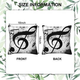 Naqiuli Throw Pillow Cover Case Music Notes Pillow Covers 18x18 Inch Set of 2,Soft Decorative Throw Pillow Case for Living Room Bedroom Sofa Couch Cushion Covers