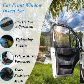 Eysbiy Universal Car Window Screens, Pair Magnetic Bug Screen for Front Doors Van Window Bug Screens for Sprinter/Metris/Transit/Promaster and Other Vans