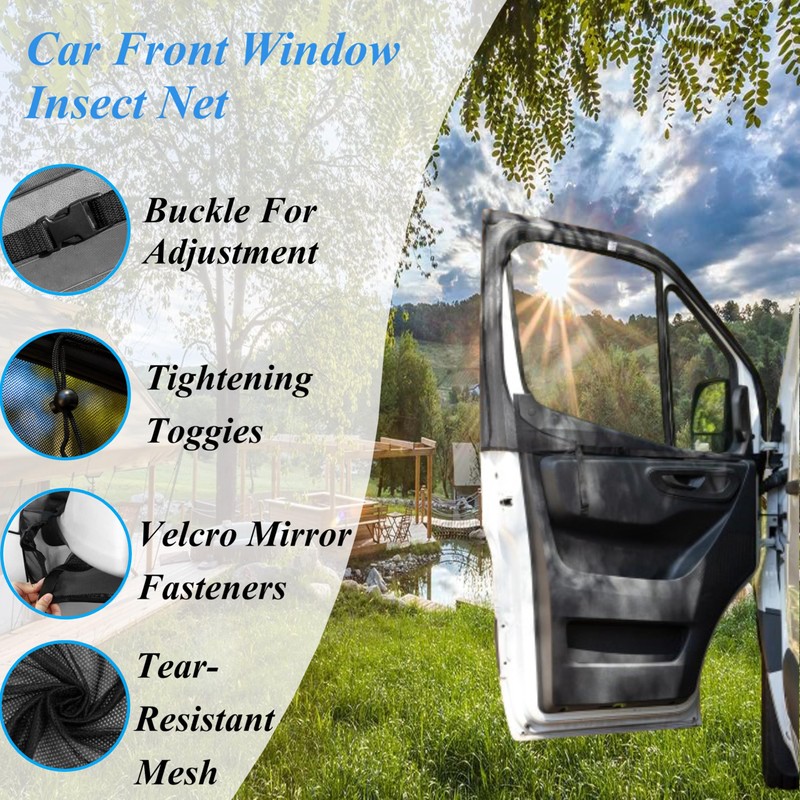 Eysbiy Universal Car Window Screens, Pair Magnetic Bug Screen for