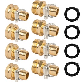 LIULO TOOL LIULO TOOL Garden Hose Repair Connector with Clamps, Fit for 3/4" or 5/8" Aluminum Garden Hose Fitting, Male and Female Hose Fittings, 4 Sets