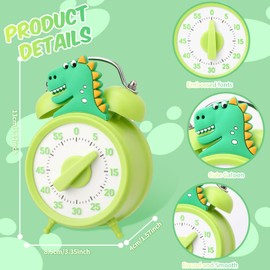 Vspek Timer visivo Bambini Timer Visivo da 55 Minuti Timer Bambini Conto alla Rovescia Silenzioso di Gestione del Tempo per Aule o Riunioni Per Bambini e Adulti- Grüner Dinosaurier