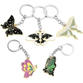xutao Pack of 5 Butterfly Pendant Enamel Key Fob Car Buckle Hanging Key Chain for Purses Bag Phone Carkey Decoration for Women Girls, multicoloured