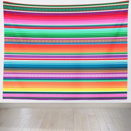Loccor 7x5ft Fabric Colorful Fiesta Backdrop Striped Serape Background Luau Cinco De Mayo Party 1st Birthday Party Supplies Baby Shower Graduation Decor Mexican Party Banner Photo Booth Studio Props