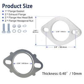 YRAG-PART Universal Fit 2 Bolt 2.35 Inch Exhaust Flange Gasket, Exhaust Flange Repair Kit Gasket with Bolts and Nuts Exhaust Flange Gasket (2.35")