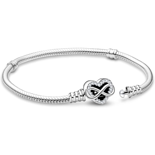 APUUESN Sterling Silver Charms Bracelet with Logo Engraving, Bracelets Moments