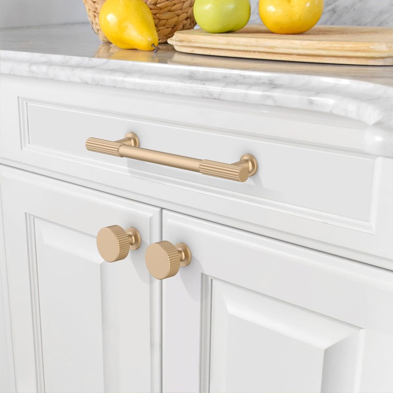 Amerdeco 10 Pack Champagne Gold Cabinet Pulls 5 Inch(128MM) Hole