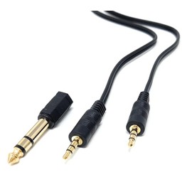 DRUT 30cm 3.5mm to 3.5mm Male Jack Audio Stereo AUX Cable With 6.35mm 1/4 inch Adapter Converter Gold Plated Connectors Lead 1ft Black