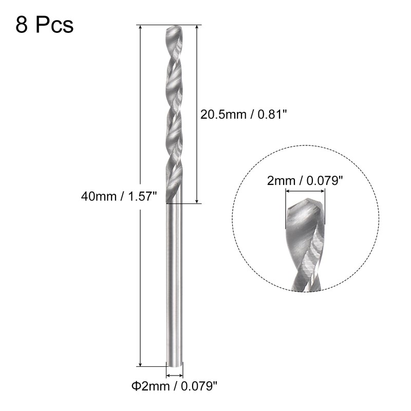 sourcing map Solid Carbide Drill Bits, 2mm C2/K20 Tungsten Carbide