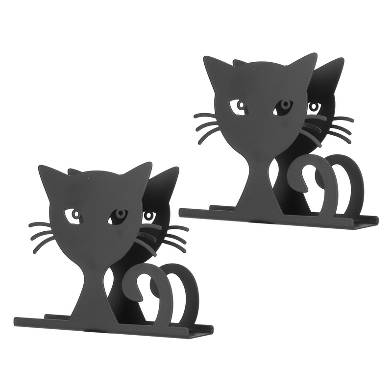 2pcs Metal Napkin Holder Innovative Hollow Out Cat Shape Paper