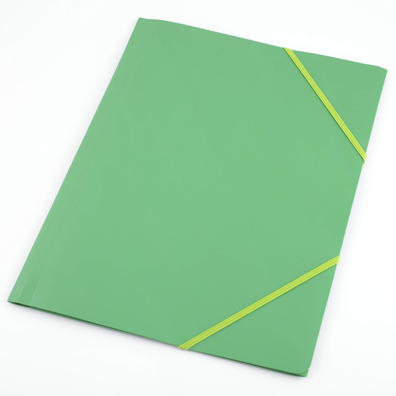 D.RECT Corner Folder with Elastic Band Made of PP Green