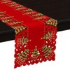 Grelucgo Embroidered Christmas Holiday Holly Tree Table Runner And Dresser
