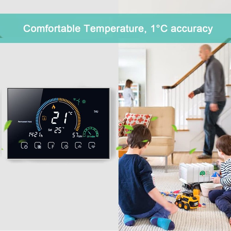 Matybobe Thermostat Underfloor Heating, Thermostat Heating Programmable Touchscreen LCD for