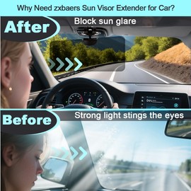 zxbaers Sun Visor Extender for Car Sun Blocker Polarized Anti-Glare Car Visor Extension for Night Driving, Angle Adjustable, Cover LED Light，Safe Driving