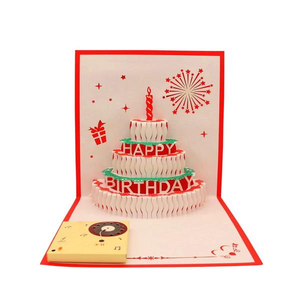 Recordable Pop Up Cards, Birthday Cake Card,Birthday Pop Up Card, Happy Birthday Music Card ,Christmas Card