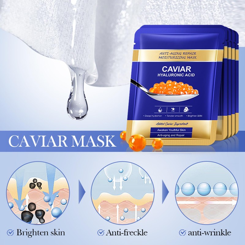 Caviar Face Mask, Anti-Ageing Face Mask, Pack of 10 Caviar