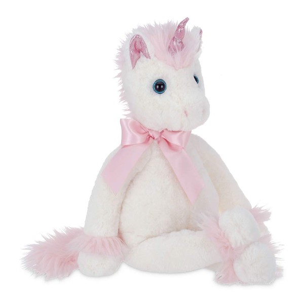 Bearington Fantasy The White & Pink Plush Unicorn, 16 Inch Unicorn Stuffed Animal