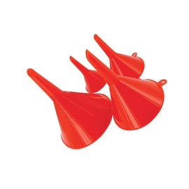 Dapetz ® Funnel Set 4Pce (50, 75, 100 and 120 mm) Tough plastic Hand Tools Quick Transfer of Car Van Fuel Petrol Water Oil Spout Pour Max fluid temperature 60C