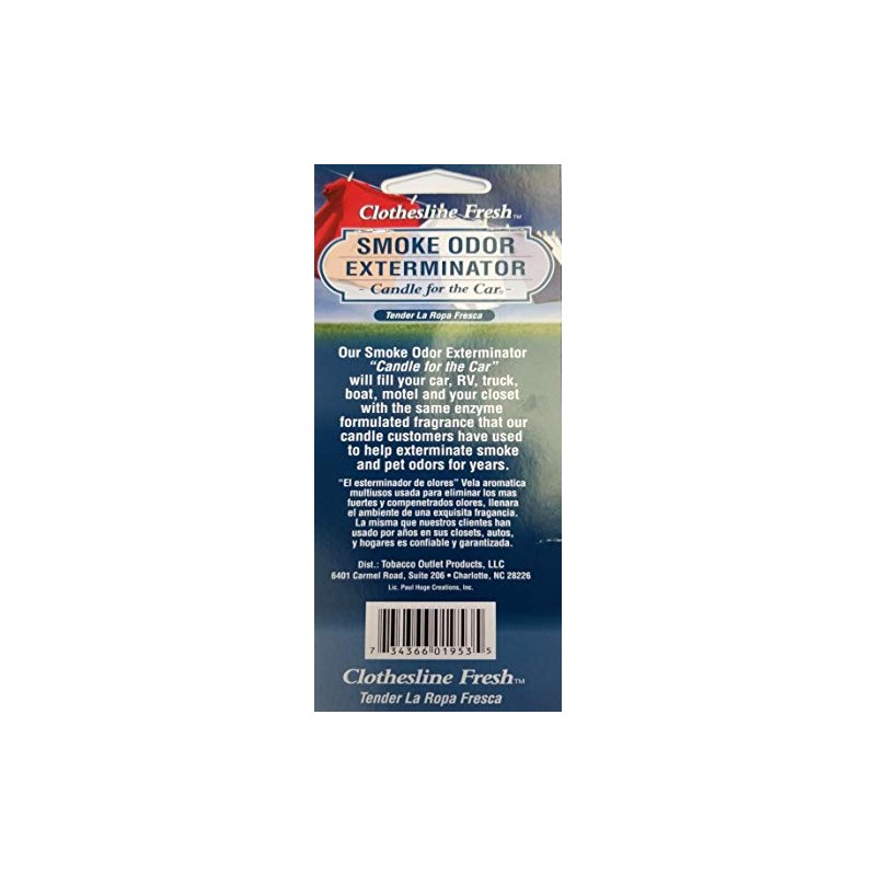 Smoke Odor Exterminator Candle for The Car, Clothesline Fresh