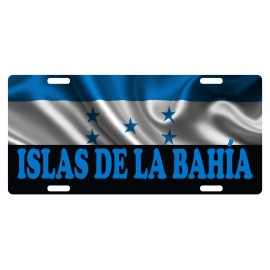 Fast Service Designs  Honduras Flag Islas de la Bahía License Plate Car Catracho Emblem Wave Version