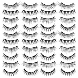 Baluue 40pairs Natural Look Curly False Eyelashes Handmade Lash Strips for Daily Use Parties Events Flexible Comfortable Easy to Apply Makeup Supplies