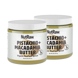 Nutrawbar, 2 pack 100% Raw Pistachio + Macadamia Butter, Organic Superfood Spread 8oz. Small Batch Crafted in California.