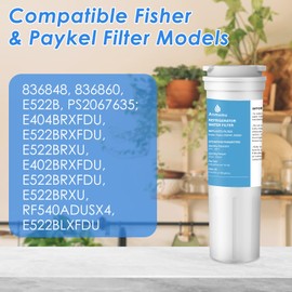 836848 Refrigerator Water Filter for Fisher & Paykel 836860, 862285, 862284, E402, E442B, E522B, RO185014, RO185011 Fridge Water Filter(2 Pack)