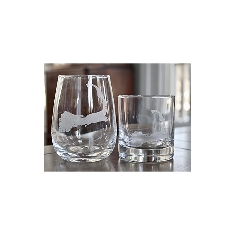 HullSpeed Designs Cape Cod Map - Stemless Wine Glasses Set