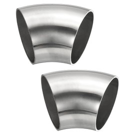 PATIKIL Pack of 2 Stainless Steel Pipe Elbow 45 Degree Elbow 48 mm OD Steel Exhaust Pipe Connector Stainless Steel Elbow 304 Stainless Steel Pipe for Exhaust Pipe Stair Railing Car HVAC