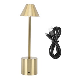 LED Table Lamp 3 Color Modes Dimmable 2000mAh Type C Charging Portable Cordless Metal Desk Light for Bedside Room Gold