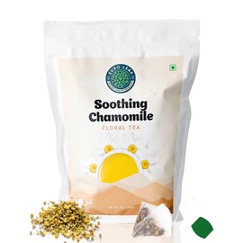 Chamomile Green Tea Bags (25 Pyramid Tea Bags) - Soothing Floral Sweet Tea, Chamomile Tea for Relaxation, Smooth and Aromatic Blend 100% Natural Ingredients EURO LEAF