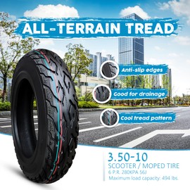 3.50-10 Tire with Anti-Edge Skid Tread 3.50 10 Tubeless llantas Thickened Wear-Resistant Anti-Skid Pneu 3.5-10 56J 6 P.R. 280KPA Neumaticos Can Be Used with Inner Tubes