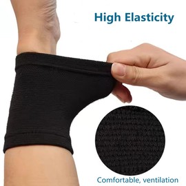 JUSDIQIR Wrist Compression Sleeve, Elastic Wrist Support Sleeve Wrist Braces, Carpal Tunnel Wrist Brace, Wrist Support, Wrist Sleeve for Women and Men Sport Fitness Workout (1 pair, Black)