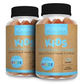 Pomona Wellness Pomona Wellness Daily Kids Multivitamin Gummies, Supports Overall Health and Immune Support, Vitamins and Minerals Gummy, A, C, D, E, Bs, Zinc, Vegetarian, Fruit Flavor, 120 Count (2 Pack)