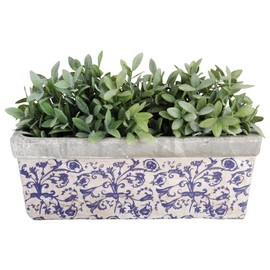 Esschert Design USA Ceramic Balcony Planter-Blue/White