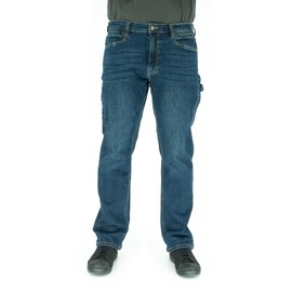 Iron & Haft Men's Journeyman Straight Fit Work Jeans, Comfortable 12 Pocket Stretch Denim Tactical Jeans, Medium Wash, 36 X 36