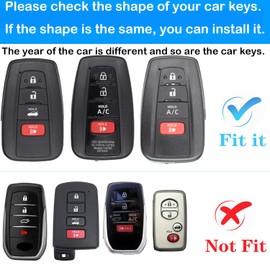 Kirsnda for Toyota Handmade Leather Key Fob Cover with Keychain,Dermis Leather Protective Key case/Skin 4 Buttons,Compatible with Camry RAV4 Highlander C-HR ect Smart Key(Black White)