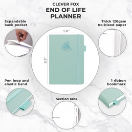 Clever Fox End of Life Planner – Guided Final Arrangements Organizer Notebook for Instructions, Beneficiary Info, Will Preparation, Last Wishes & Funeral Planning – Hardcover, A5 Size (Mint Cream)