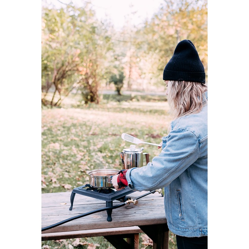 Stansport Double Burner Cast Iron Stove with Regulator Hose (209-100)