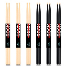EASTROCK 5A Drum Sticks Maple Wood Drumsticks Black Drumstick for Kids Adults Beginner Drum Accessories 6 Pair (Black)
